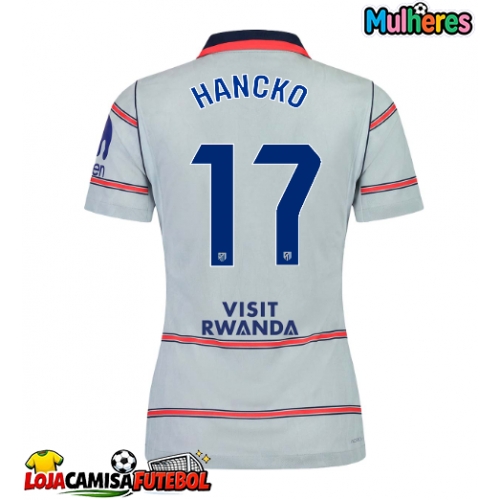 Camisa de Futebol Atletico Madrid David Hancko #17 Equipamento Alternativo Mulheres 2026-27 Manga Curta